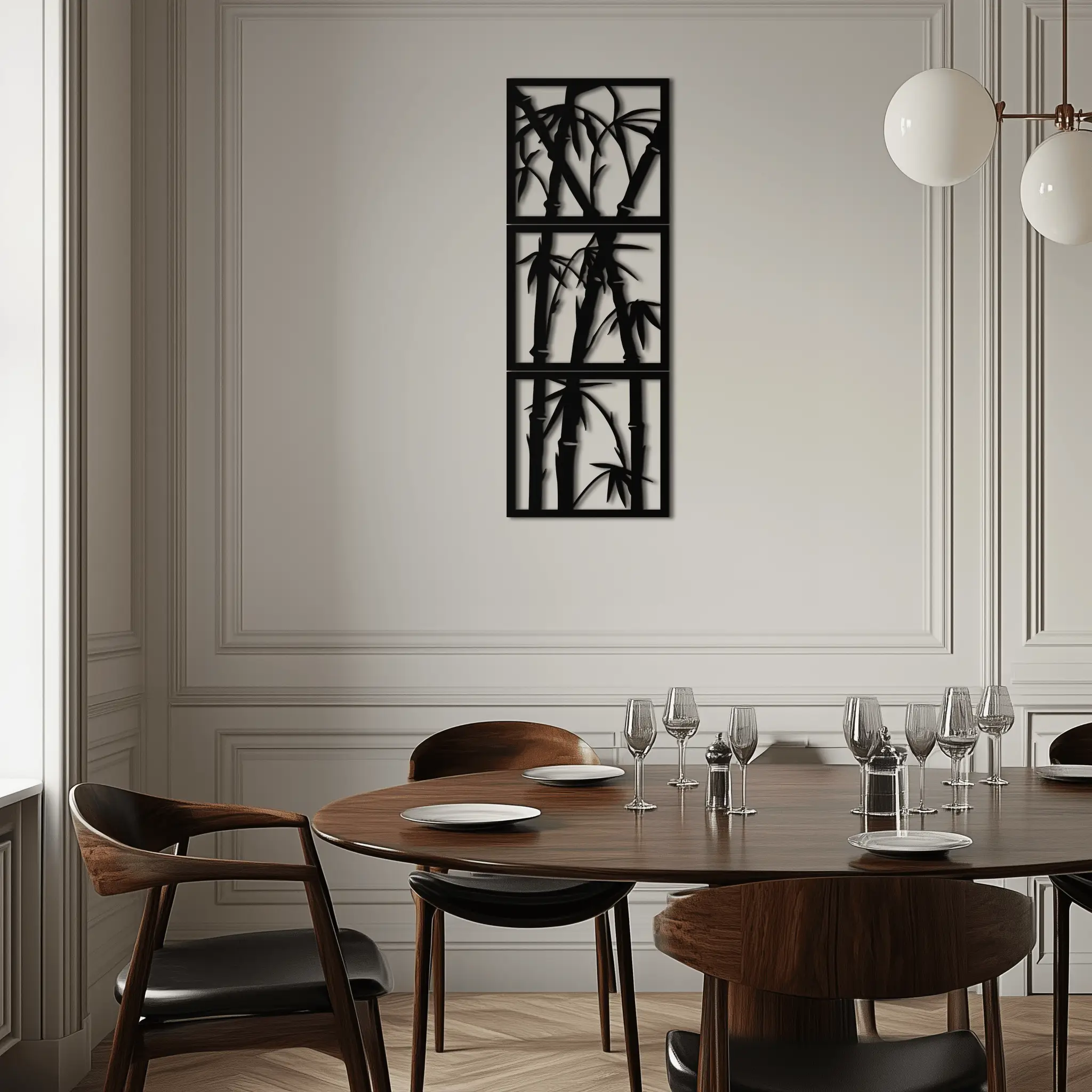 Bamboo Panel Metal Wall Art - Steel Wall Decor for Home and Office - KAF011 by Enova Art
