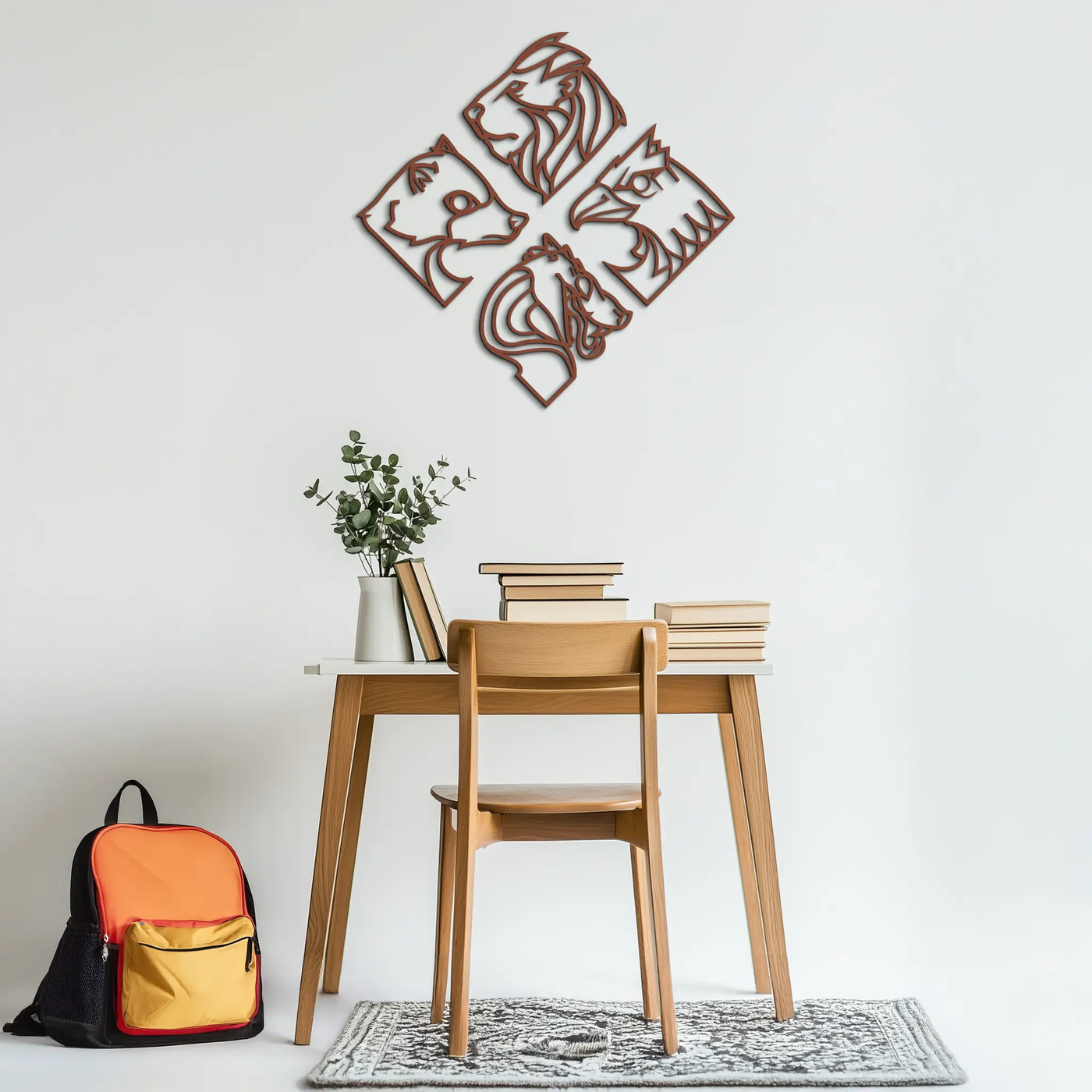 Four Animal Totem Metal Wall Art - Steel Wall Decor for Home and Office - KAF013 by Enova Art