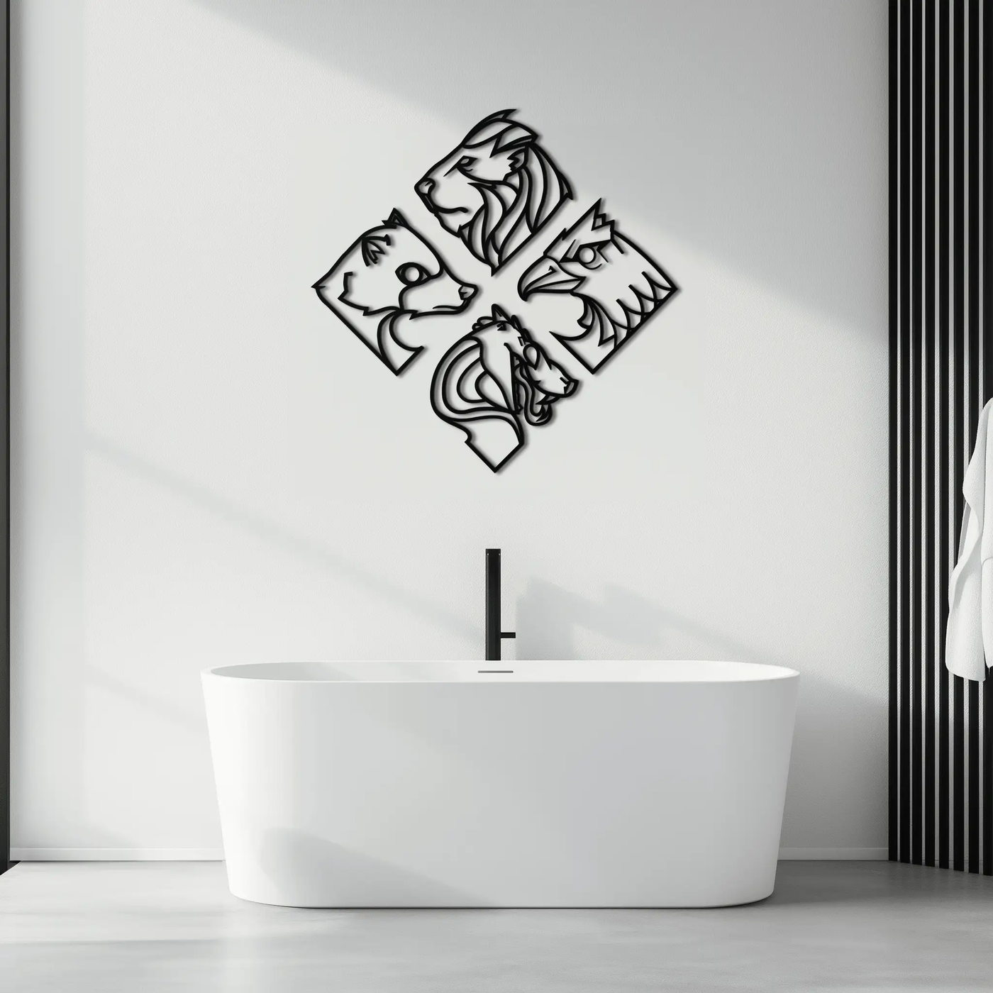 Four Animal Totem Metal Wall Art - Steel Wall Decor for Home and Office - KAF013 by Enova Art