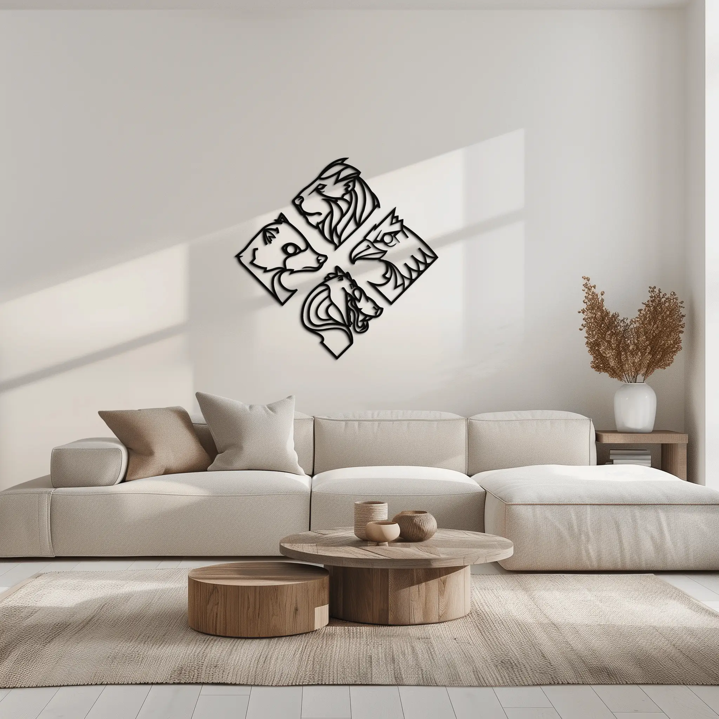 Four Animal Totem Metal Wall Art - Steel Wall Decor for Home and Office - KAF013 by Enova Art