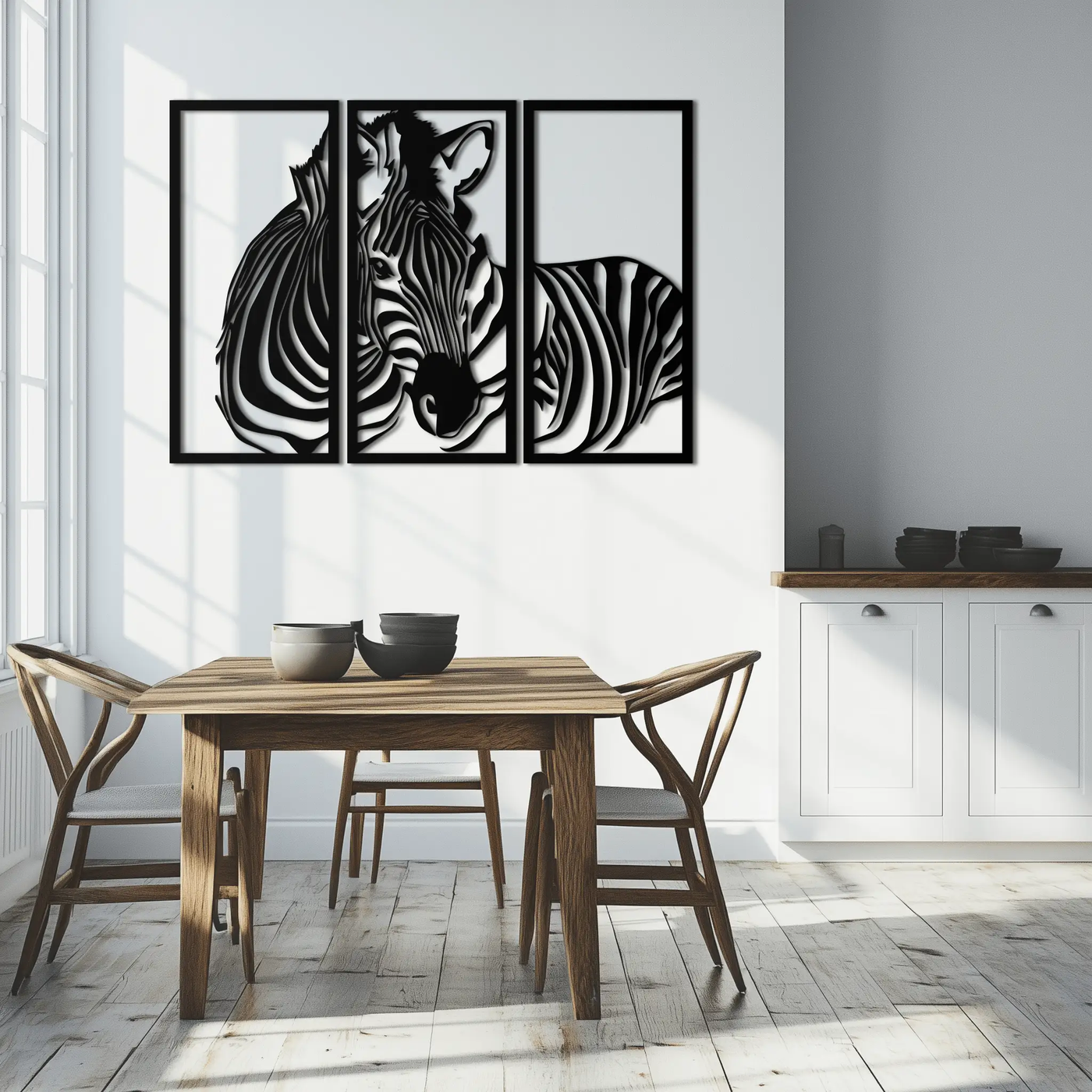 Zebra Panel Metal Wall Art - Steel Wall Decor for Home and Office - KAF014 by Enova Art