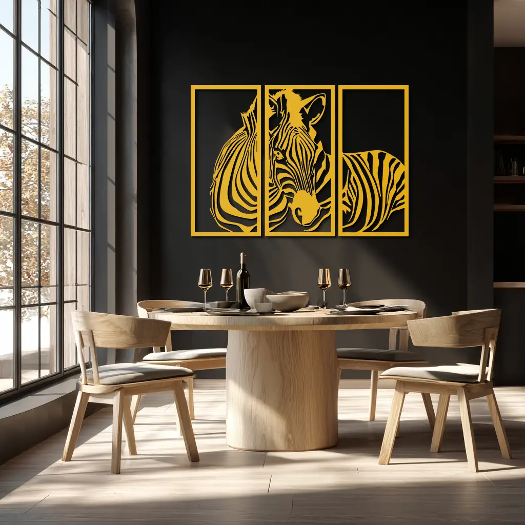 Zebra Panel Metal Wall Art - Steel Wall Decor for Home and Office - KAF014 by Enova Art