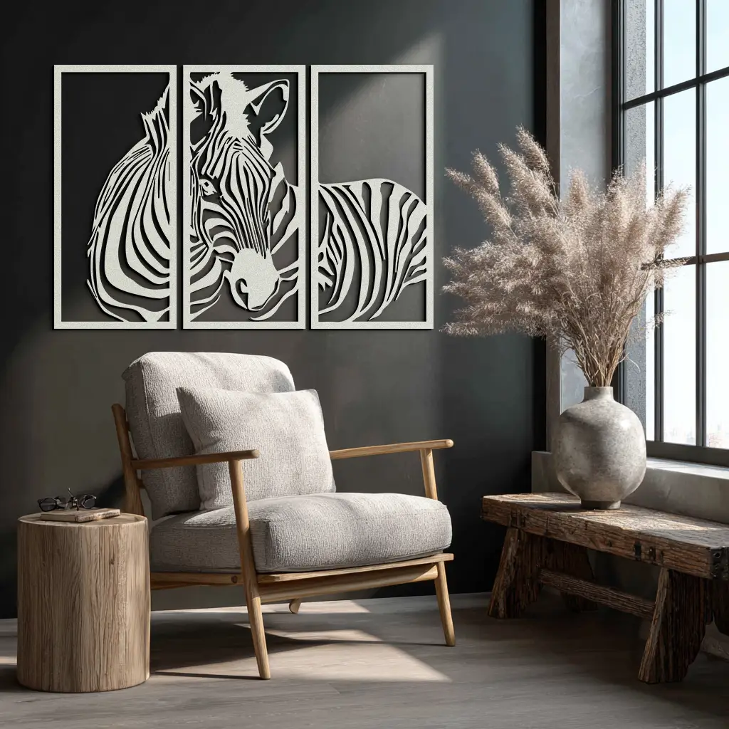 Zebra Panel Metal Wall Art - Steel Wall Decor for Home and Office - KAF014 by Enova Art