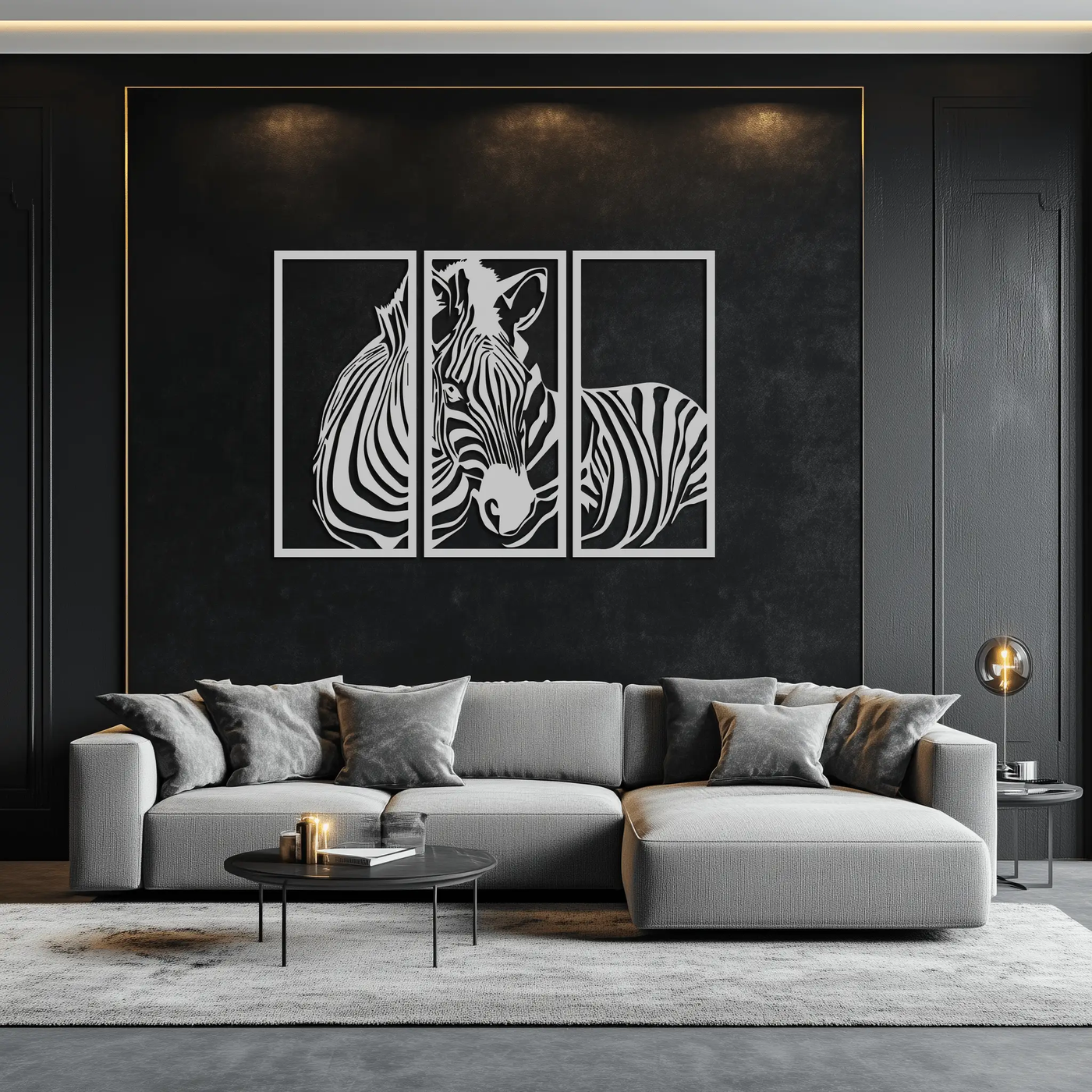 Zebra Panel Metal Wall Art - Steel Wall Decor for Home and Office - KAF014 by Enova Art