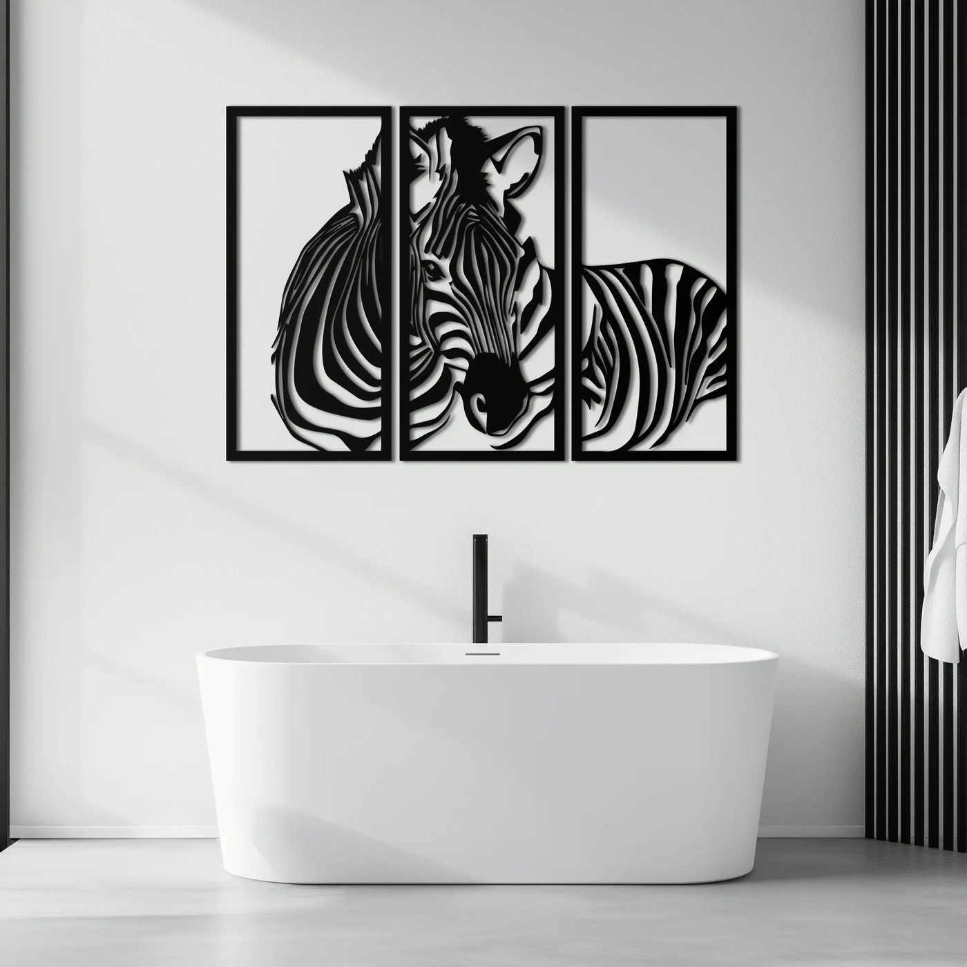 Zebra Panel Metal Wall Art - Steel Wall Decor for Home and Office - KAF014 by Enova Art