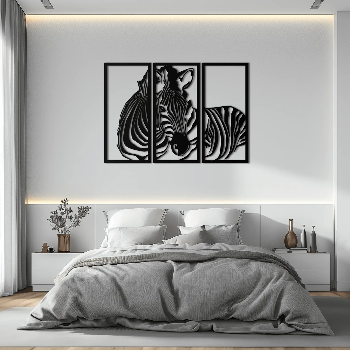 Zebra Panel Metal Wall Art - Steel Wall Decor for Home and Office - KAF014 by Enova Art