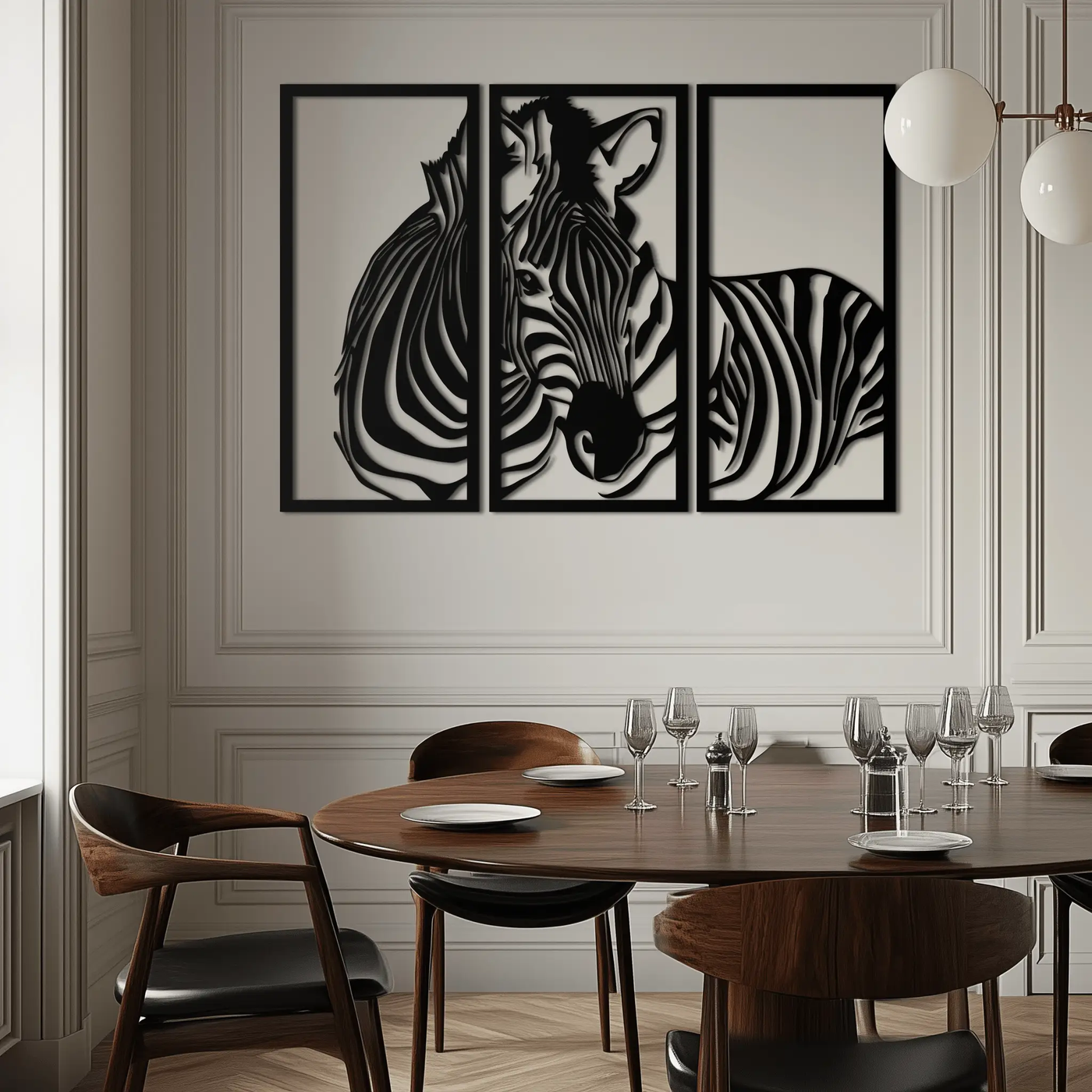 Zebra Panel Metal Wall Art - Steel Wall Decor for Home and Office - KAF014 by Enova Art