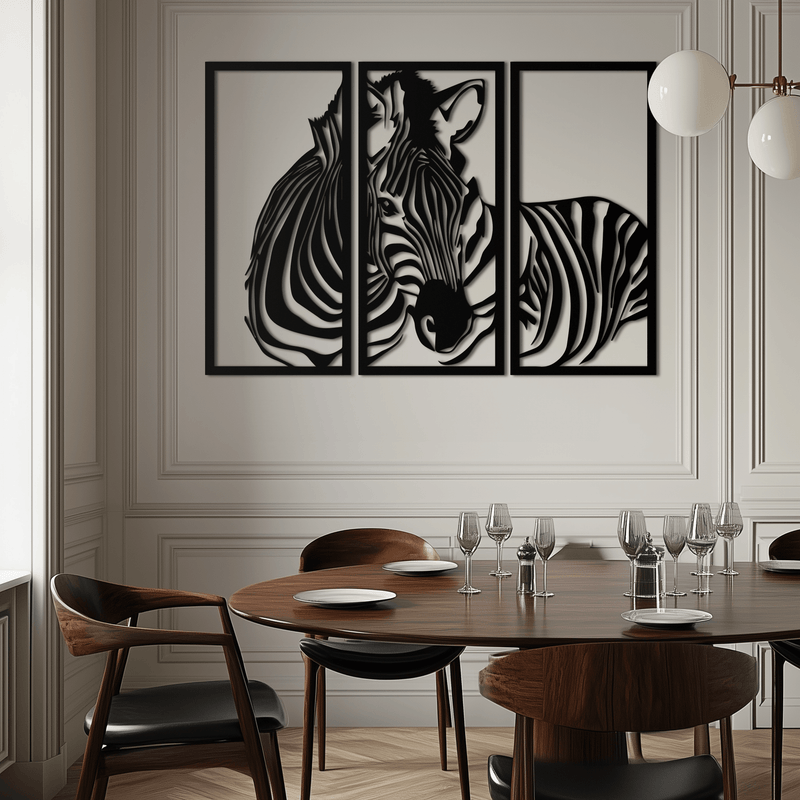 Zebra Panel Metal Wall Art - Steel Wall Decor for Home and Office - KAF014 by Enova Art