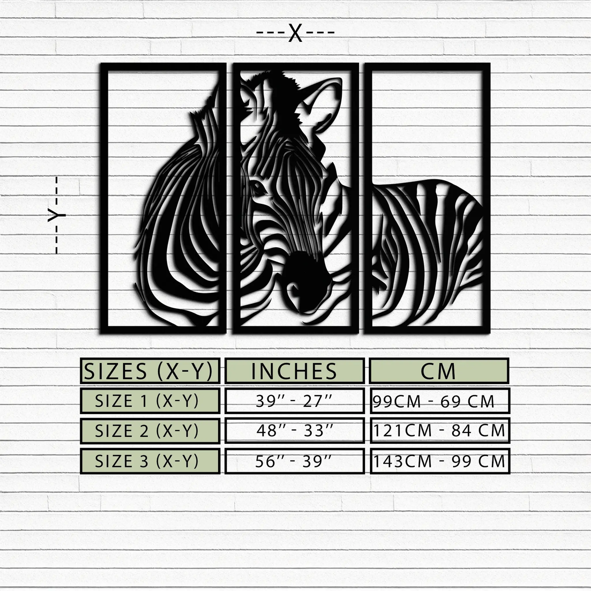 Zebra Panel Metal Wall Art - Steel Wall Decor for Home and Office - KAF014 by Enova Art