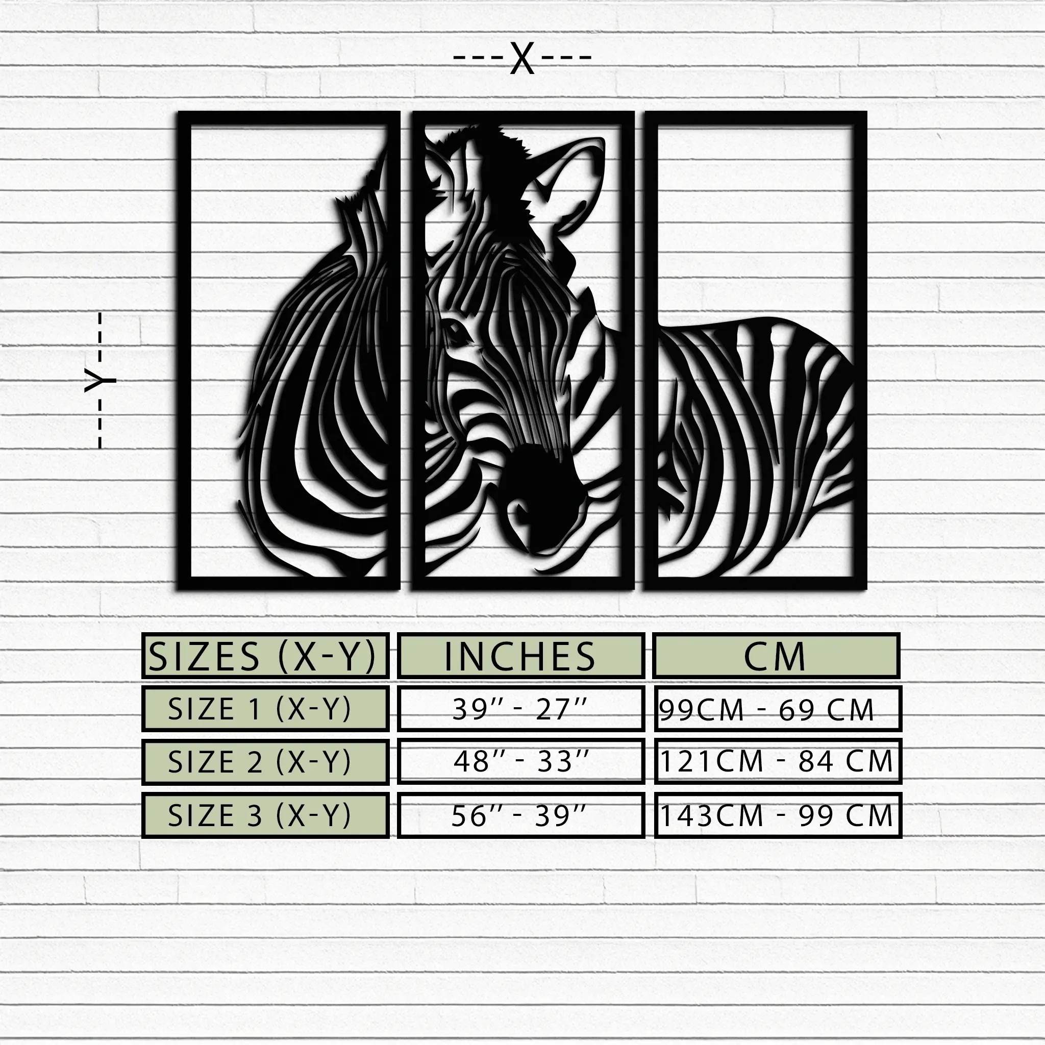Zebra Panel Metal Wall Art - Steel Wall Decor for Home and Office - KAF014 by Enova Art