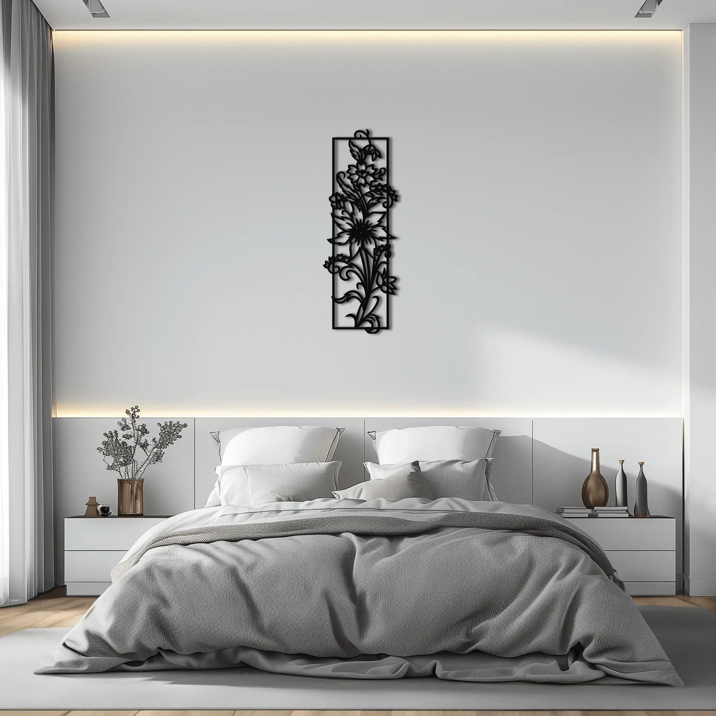 Floral Panel Metal Wall Art - Steel Wall Decor for Home and Office - KAF015 by Enova Art