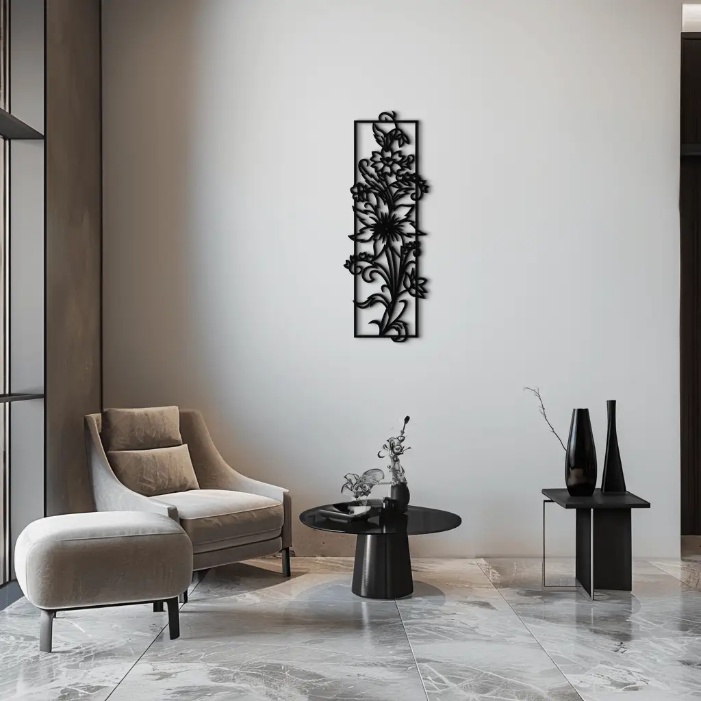 Floral Panel Metal Wall Art - Steel Wall Decor for Home and Office - KAF015 by Enova Art