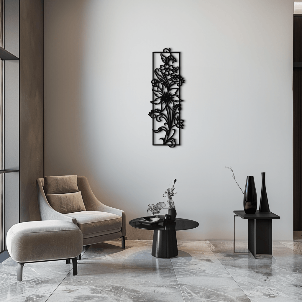 Floral Panel Metal Wall Art - Steel Wall Decor for Home and Office - KAF015 by Enova Art