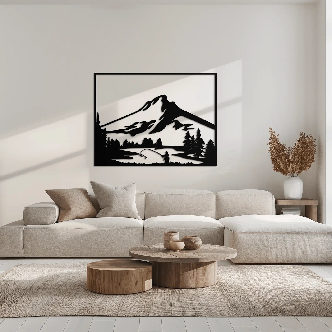 Mountain Fishing Metal Wall Art - Steel Wall Decor for Home and Cabin - KAF017 by Enova Art