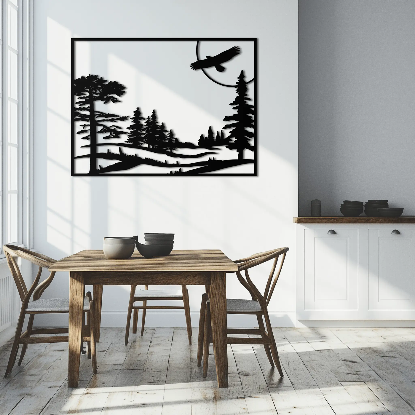 Forest Landscape Metal Wall Art - Steel Wall Decor for Home and Cabin - KAF018 by Enova Art