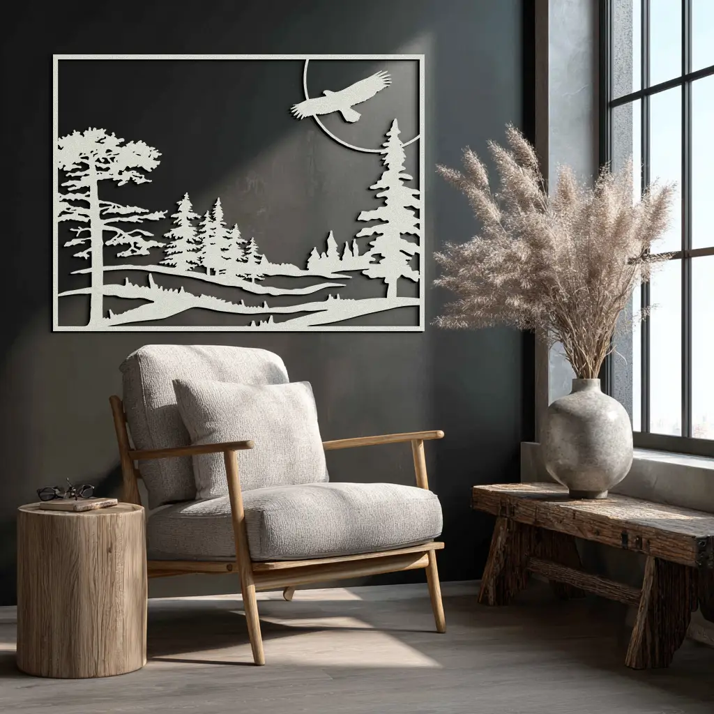 Forest Landscape Metal Wall Art - Steel Wall Decor for Home and Cabin - KAF018 by Enova Art