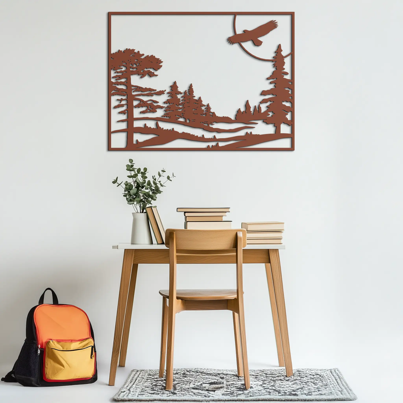 Forest Landscape Metal Wall Art - Steel Wall Decor for Home and Cabin - KAF018 by Enova Art