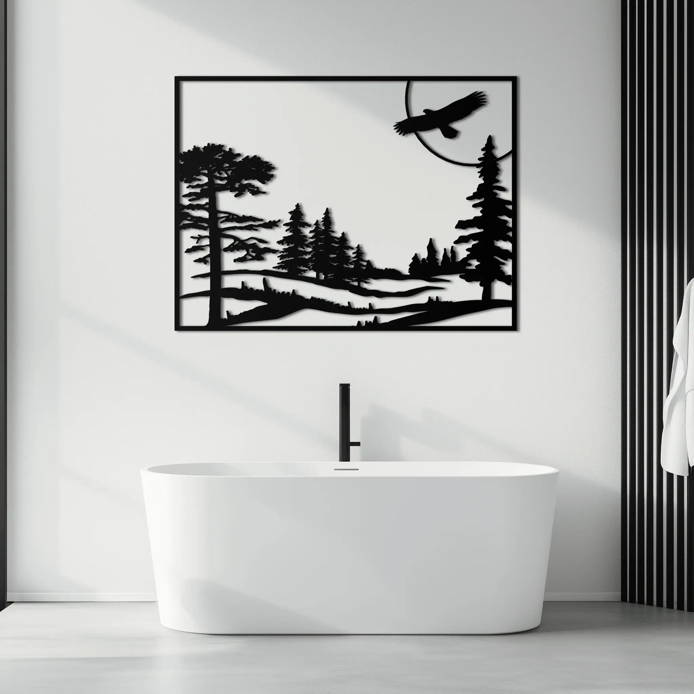 Forest Landscape Metal Wall Art - Steel Wall Decor for Home and Cabin - KAF018 by Enova Art