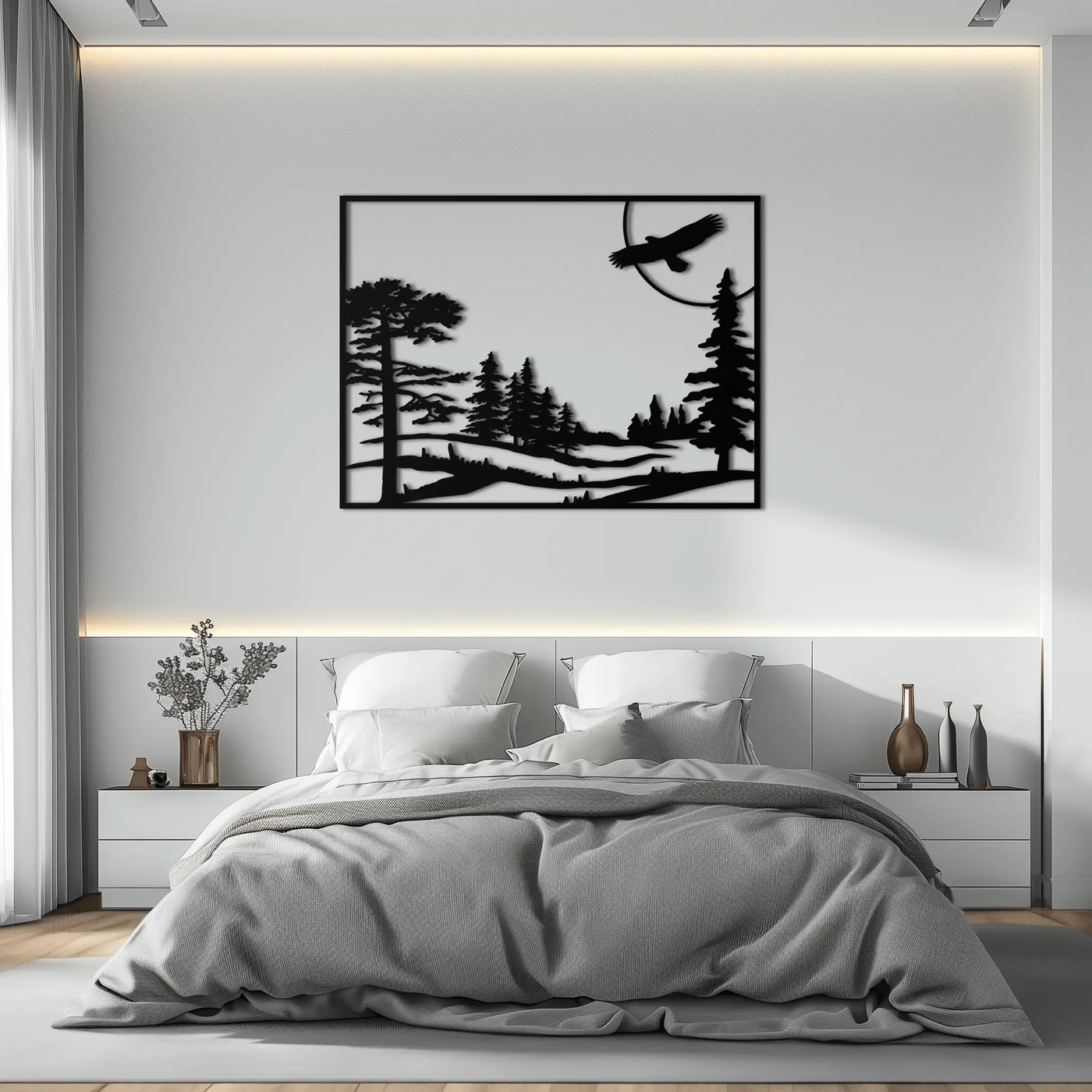 Forest Landscape Metal Wall Art - Steel Wall Decor for Home and Cabin - KAF018 by Enova Art