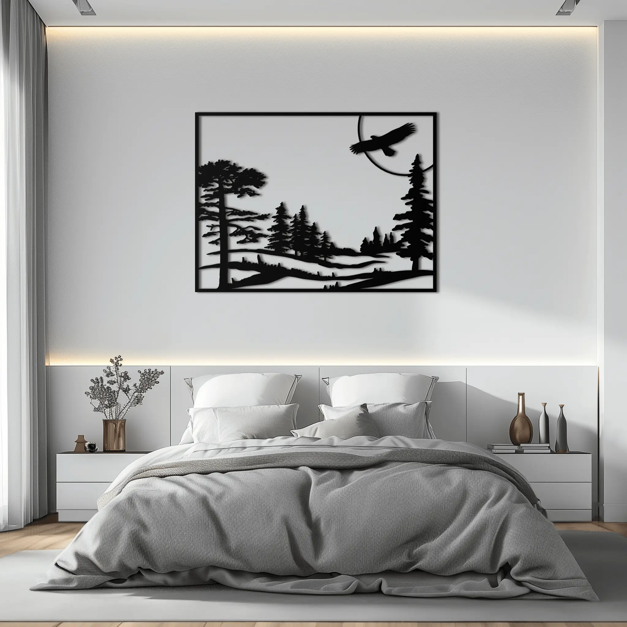 Forest Landscape Metal Wall Art - Steel Wall Decor for Home and Cabin - KAF018 by Enova Art