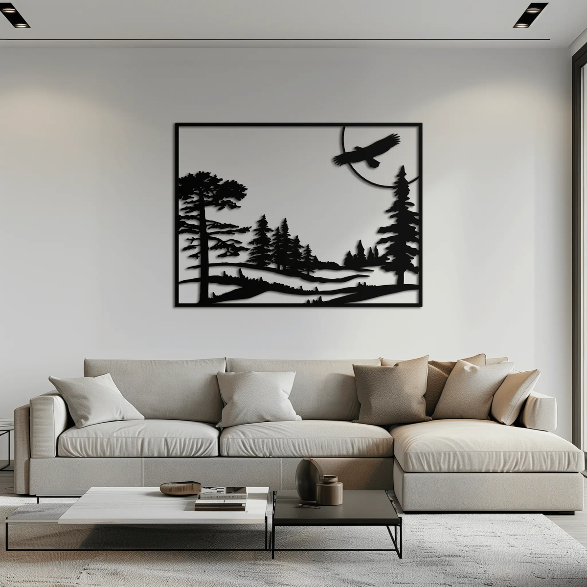 Forest Landscape Metal Wall Art - Steel Wall Decor for Home and Cabin - KAF018 by Enova Art