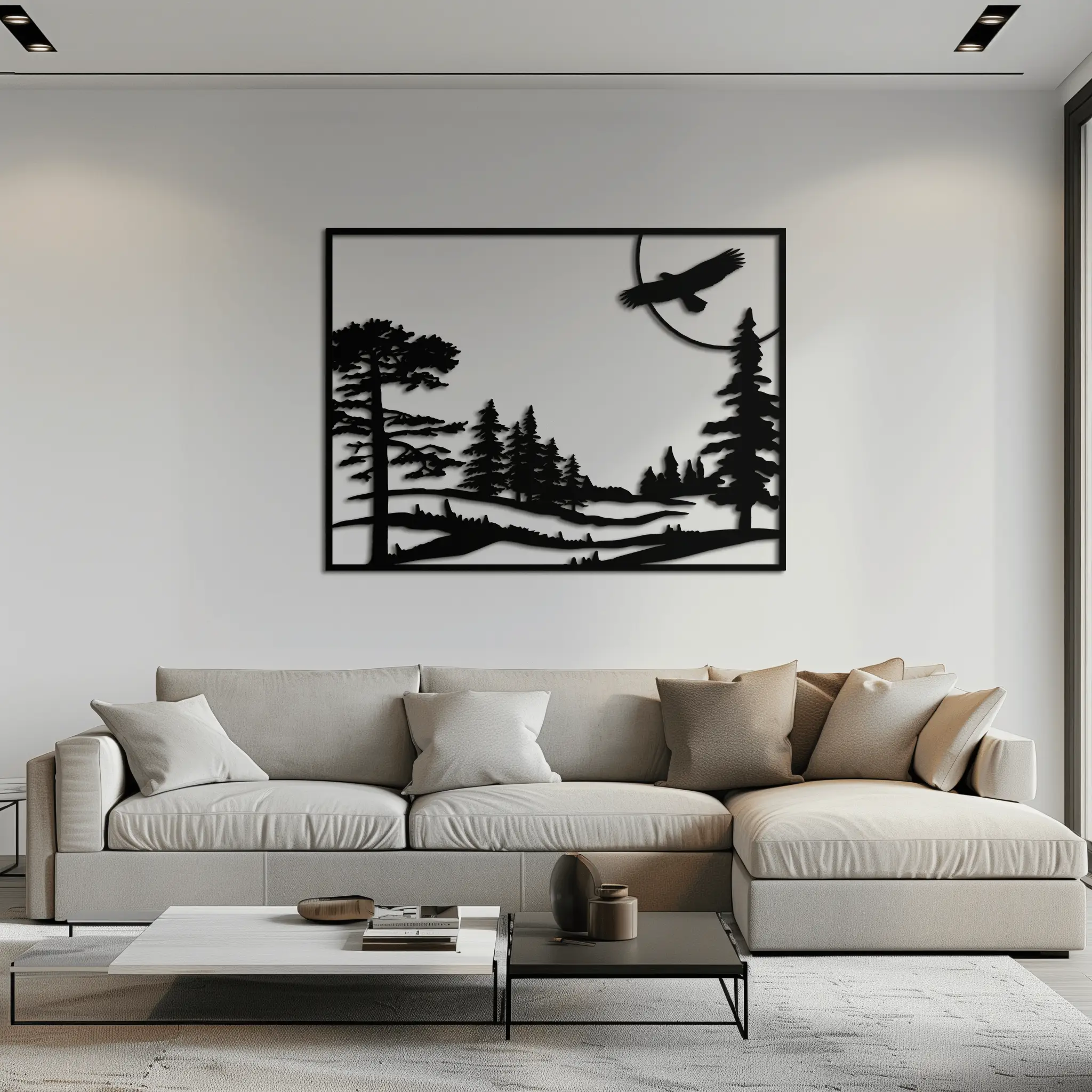 Forest Landscape Metal Wall Art - Steel Wall Decor for Home and Cabin - KAF018 by Enova Art