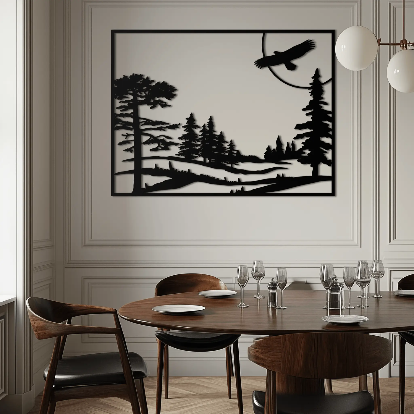 Forest Landscape Metal Wall Art - Steel Wall Decor for Home and Cabin - KAF018 by Enova Art