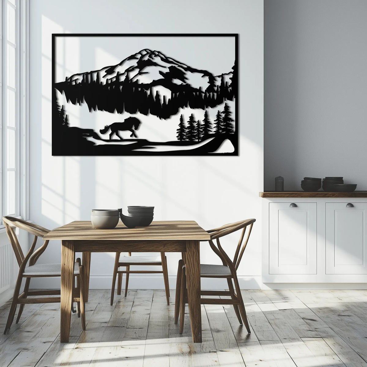 Mountain Horse Metal Wall Art - Steel Wall Decor for Home and Cabin - KAF019 by Enova Art