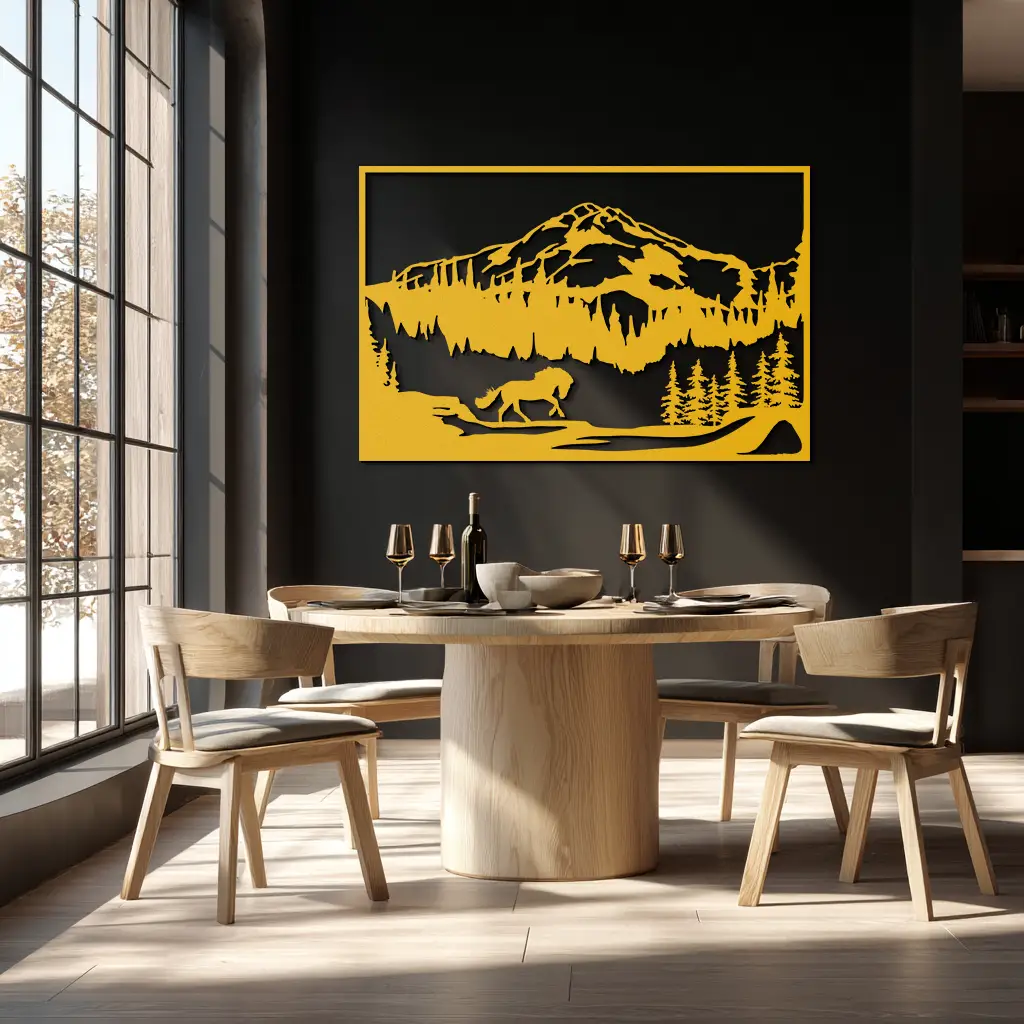 Mountain Horse Metal Wall Art - Steel Wall Decor for Home and Cabin - KAF019 by Enova Art