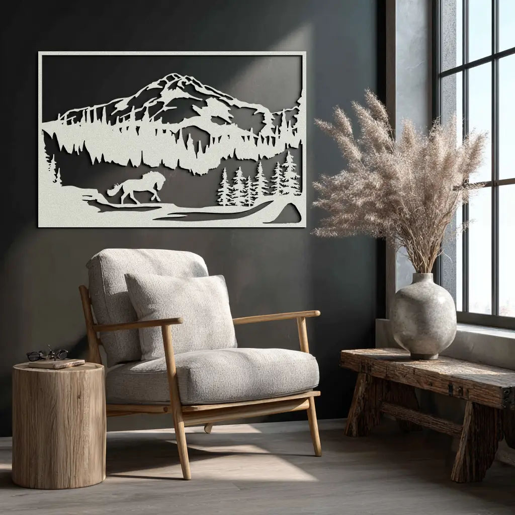 Mountain Horse Metal Wall Art - Steel Wall Decor for Home and Cabin - KAF019 by Enova Art
