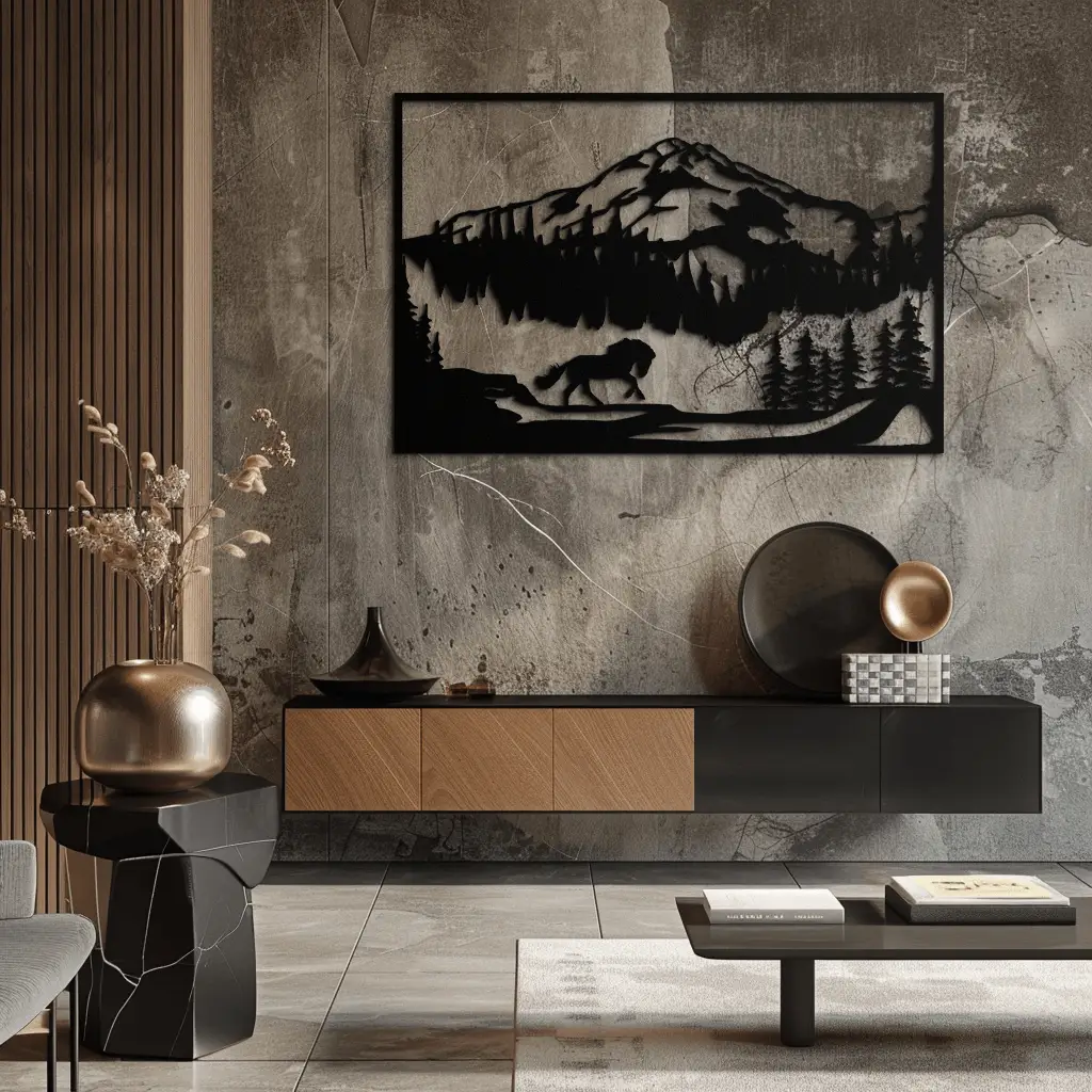 Mountain Horse Metal Wall Art - Steel Wall Decor for Home and Cabin - KAF019 by Enova Art