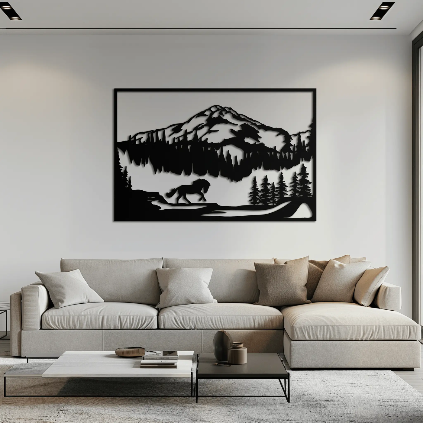 Mountain Horse Metal Wall Art - Steel Wall Decor for Home and Cabin - KAF019 by Enova Art