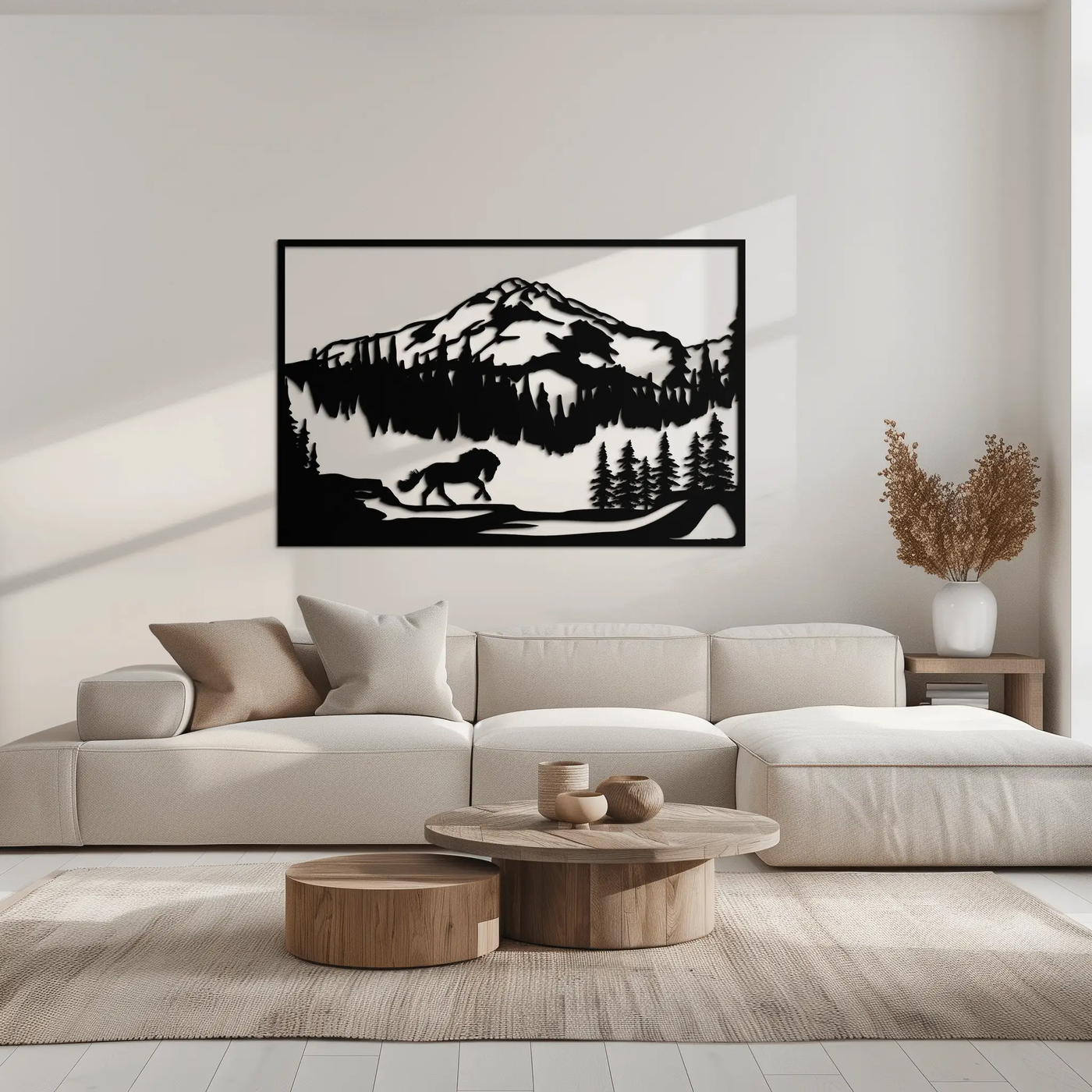Mountain Horse Metal Wall Art - Steel Wall Decor for Home and Cabin - KAF019 by Enova Art