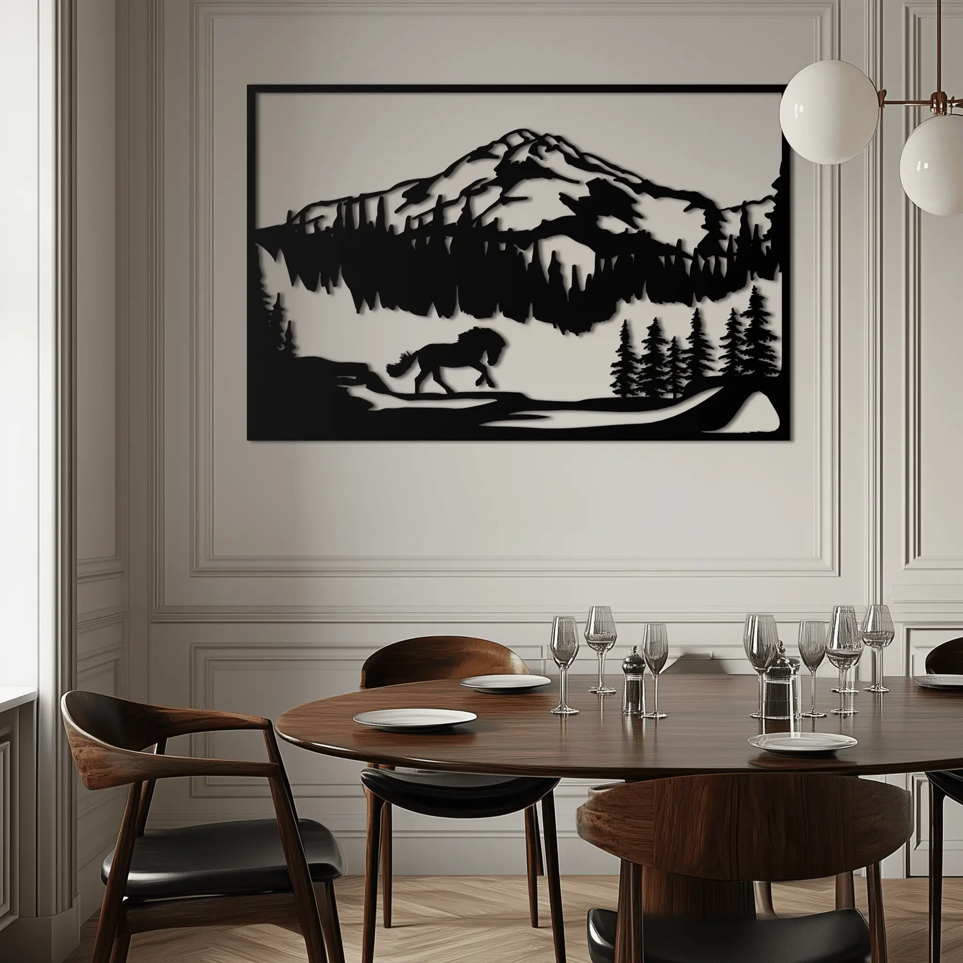 Mountain Horse Metal Wall Art - Steel Wall Decor for Home and Cabin - KAF019 by Enova Art