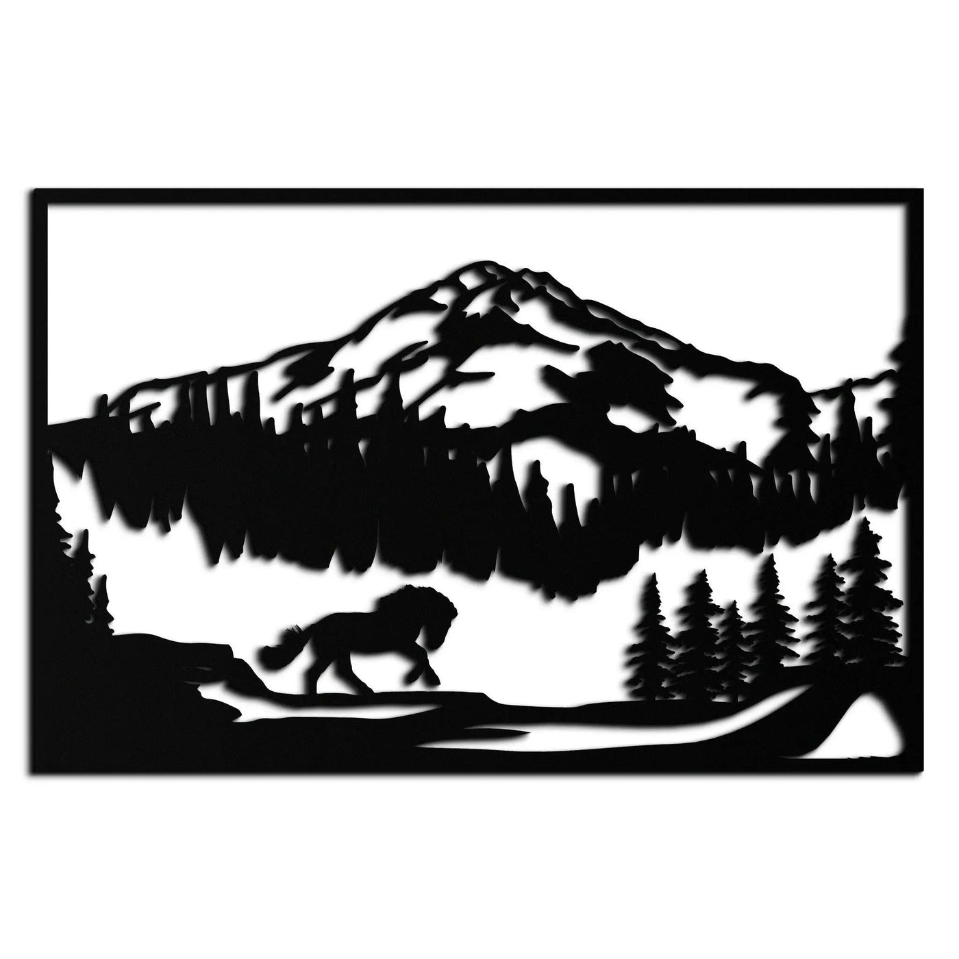 Mountain Horse Metal Wall Art - Steel Wall Decor for Home and Cabin - KAF019 by Enova Art