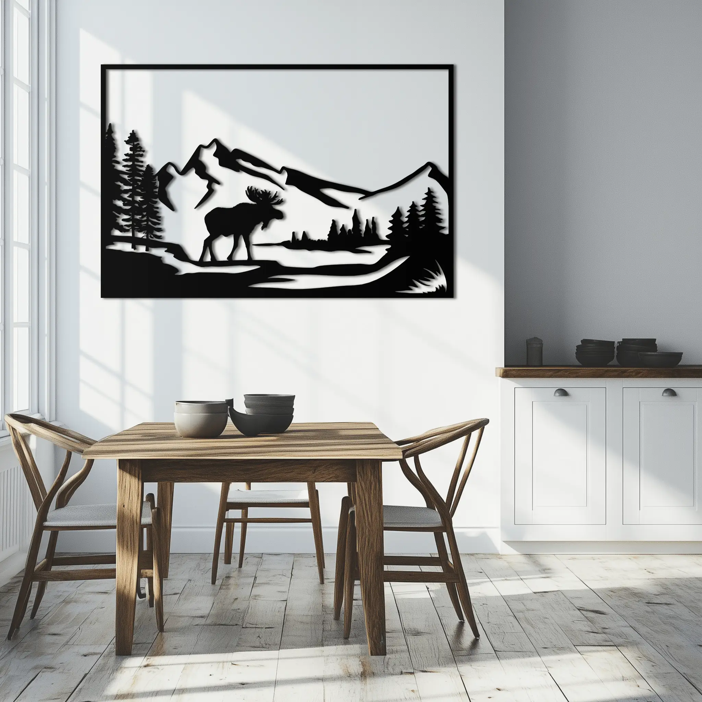Mountain Moose Metal Wall Art - Steel Wall Decor for Home and Cabin - KAF020 by Enova Art