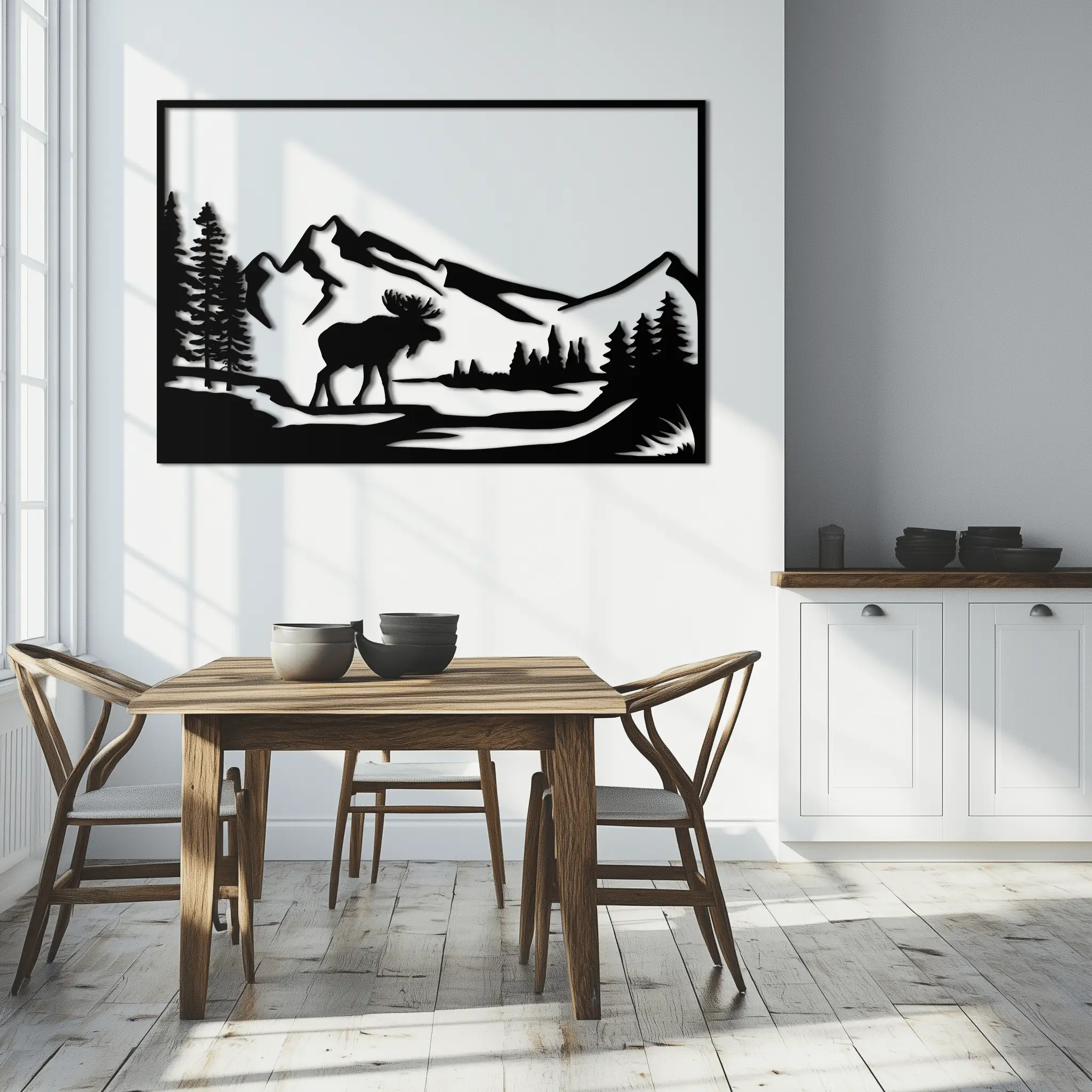 Mountain Moose Metal Wall Art - Steel Wall Decor for Home and Cabin - KAF020 by Enova Art