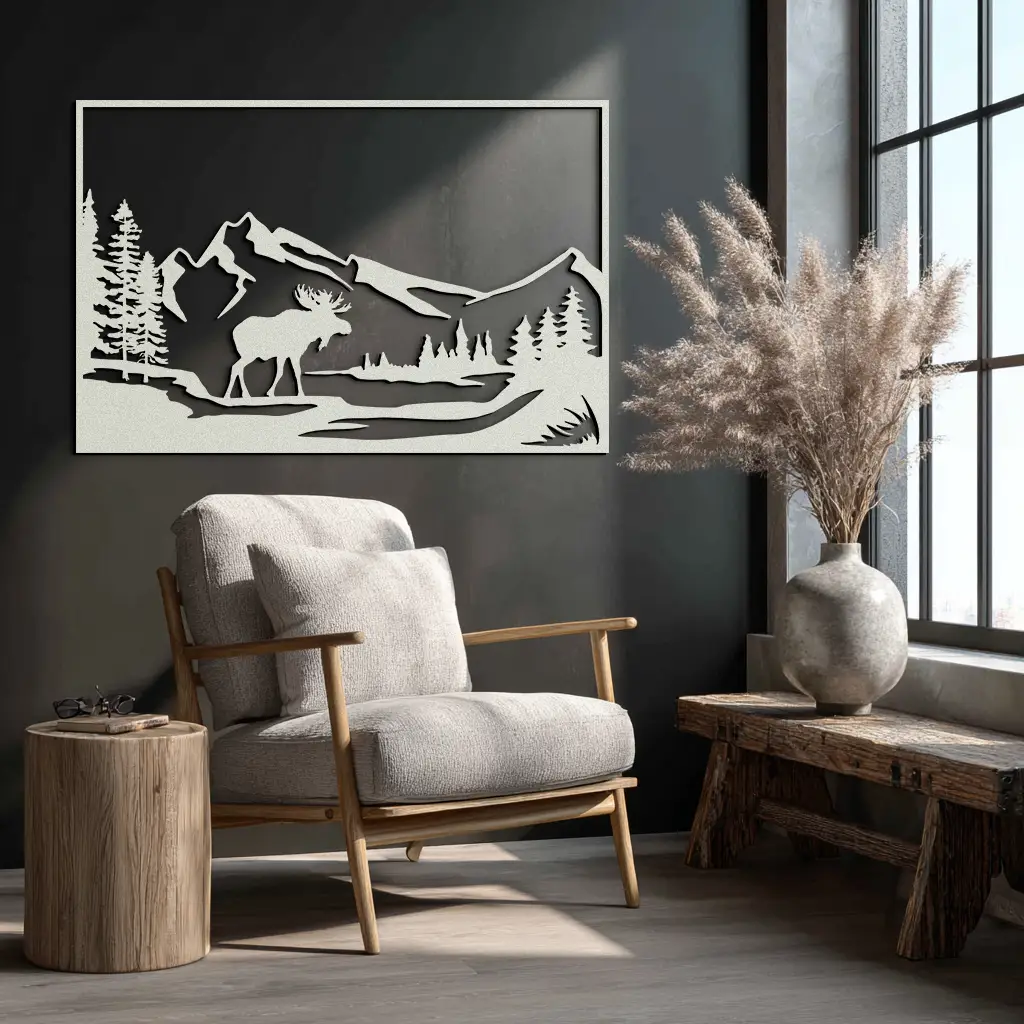 Mountain Moose Metal Wall Art - Steel Wall Decor for Home and Cabin - KAF020 by Enova Art