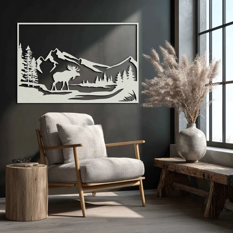 Mountain Moose Metal Wall Art - Steel Wall Decor for Home and Cabin - KAF020 by Enova Art