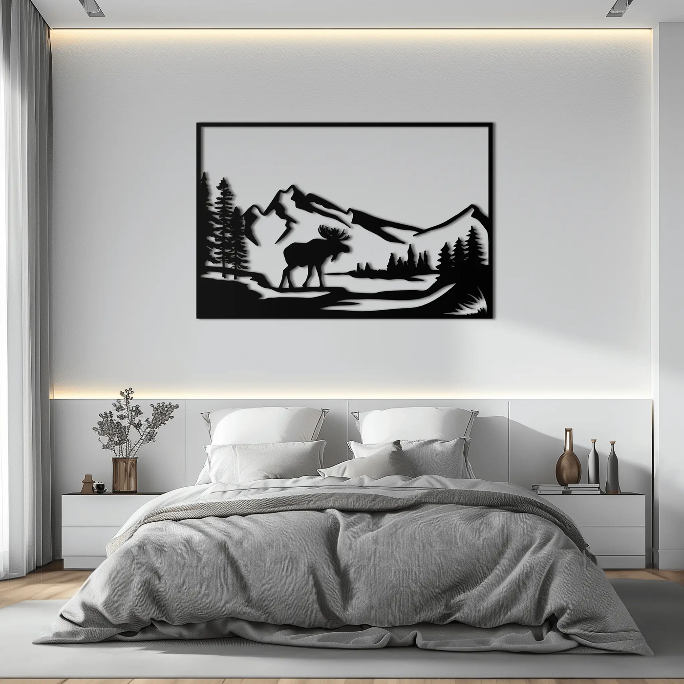 Mountain Moose Metal Wall Art - Steel Wall Decor for Home and Cabin - KAF020 by Enova Art