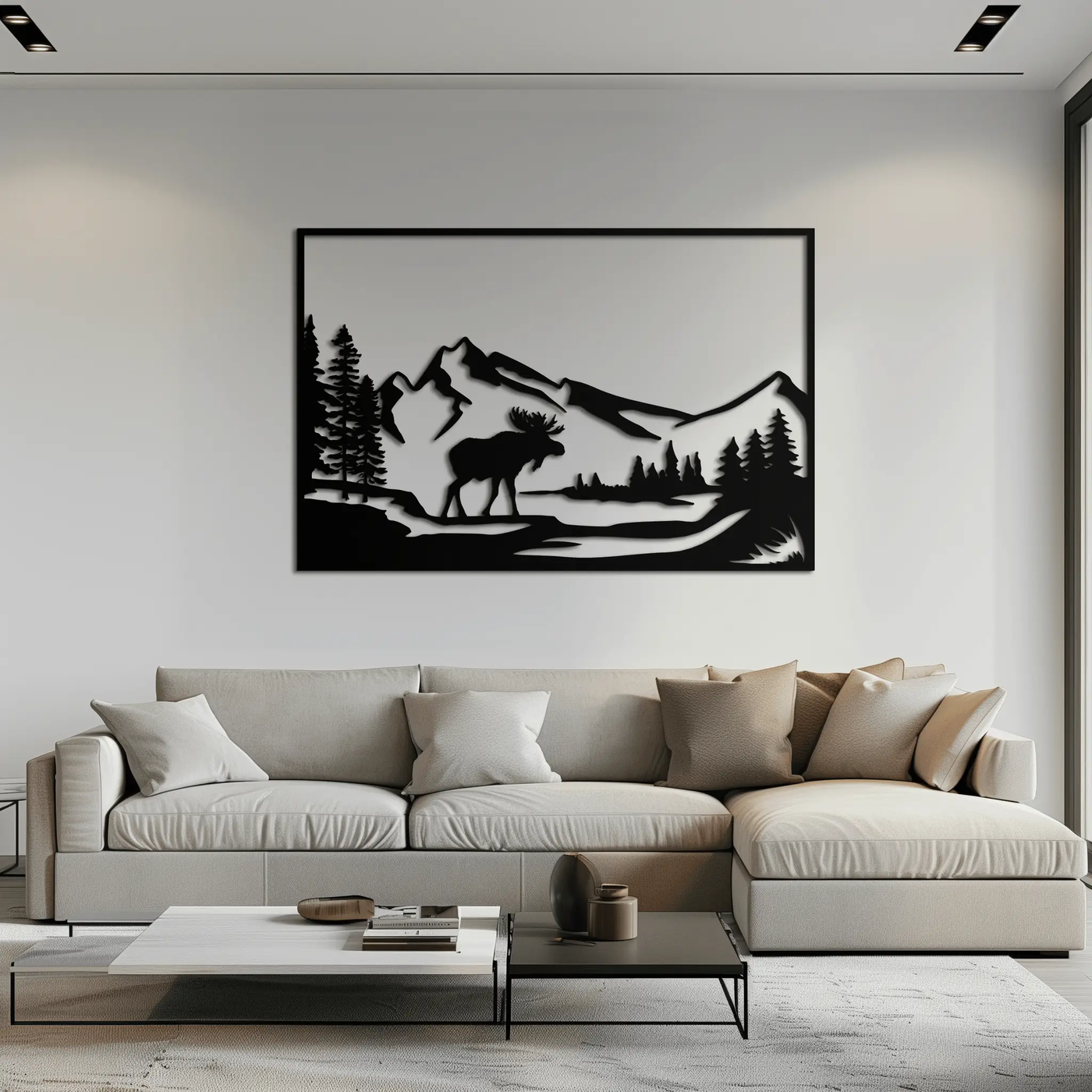 Mountain Moose Metal Wall Art - Steel Wall Decor for Home and Cabin - KAF020 by Enova Art