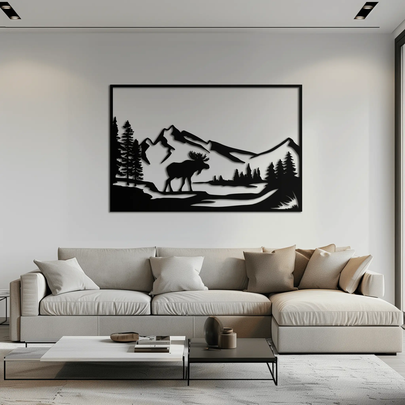 Mountain Moose Metal Wall Art - Steel Wall Decor for Home and Cabin - KAF020 by Enova Art