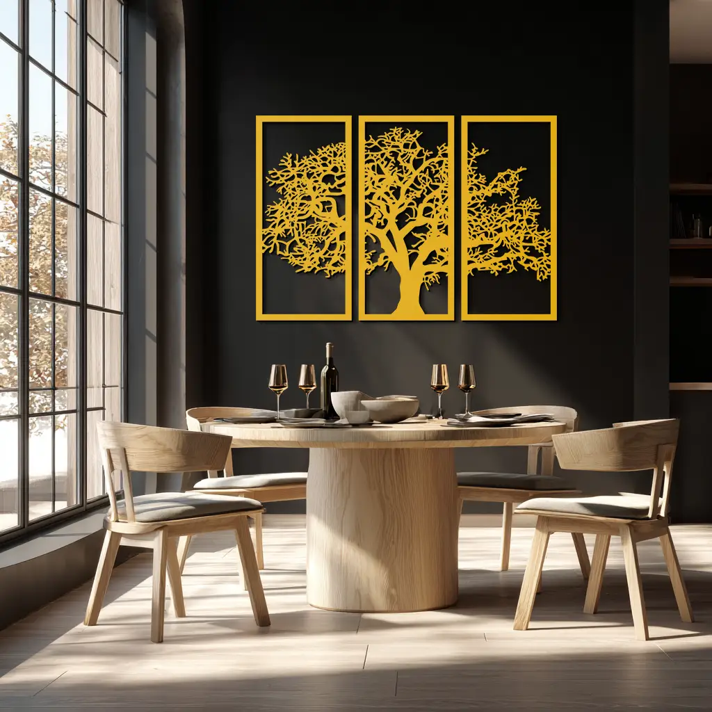 Tree of Life Metal Wall Art - Three-Panel Steel Wall Decor for Home and Office - KAF021 by Enova Art