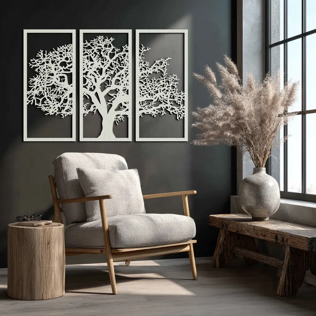 Tree of Life Metal Wall Art - Three-Panel Steel Wall Decor for Home and Office - KAF021 by Enova Art