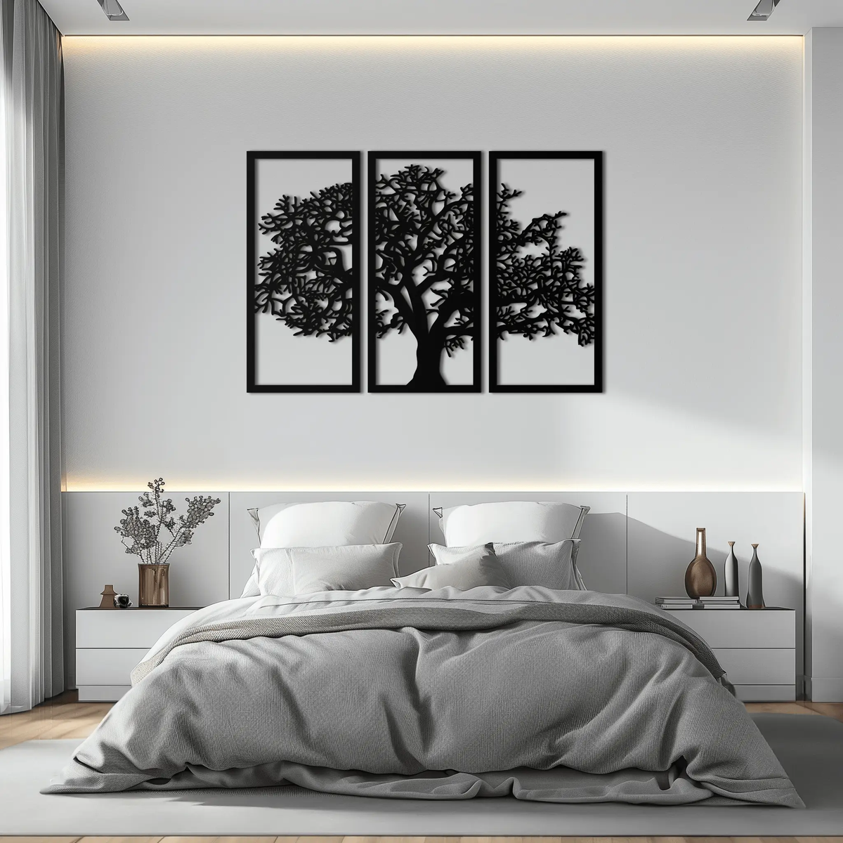 Tree of Life Metal Wall Art - Three-Panel Steel Wall Decor for Home and Office - KAF021 by Enova Art