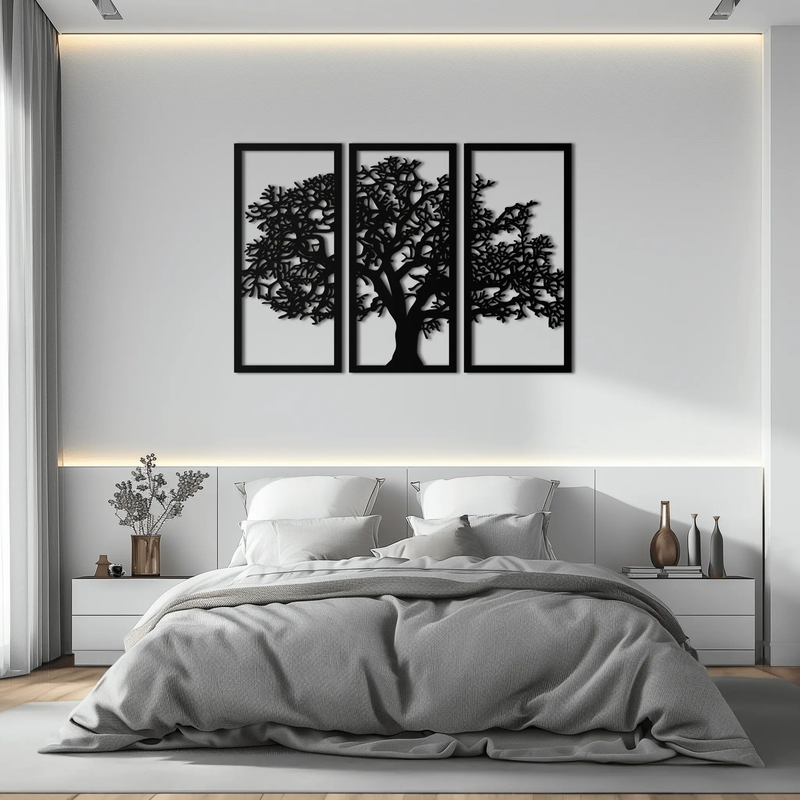 Tree of Life Metal Wall Art - Three-Panel Steel Wall Decor for Home and Office - KAF021 by Enova Art