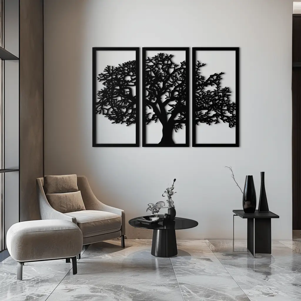 Tree of Life Metal Wall Art - Three-Panel Steel Wall Decor for Home and Office - KAF021 by Enova Art