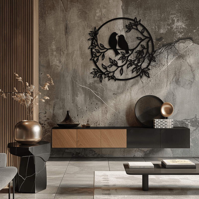 Love Birds Metal Wall Art - Romantic Steel Wall Decor for Home and Bedroom - KAF023 by Enova Art