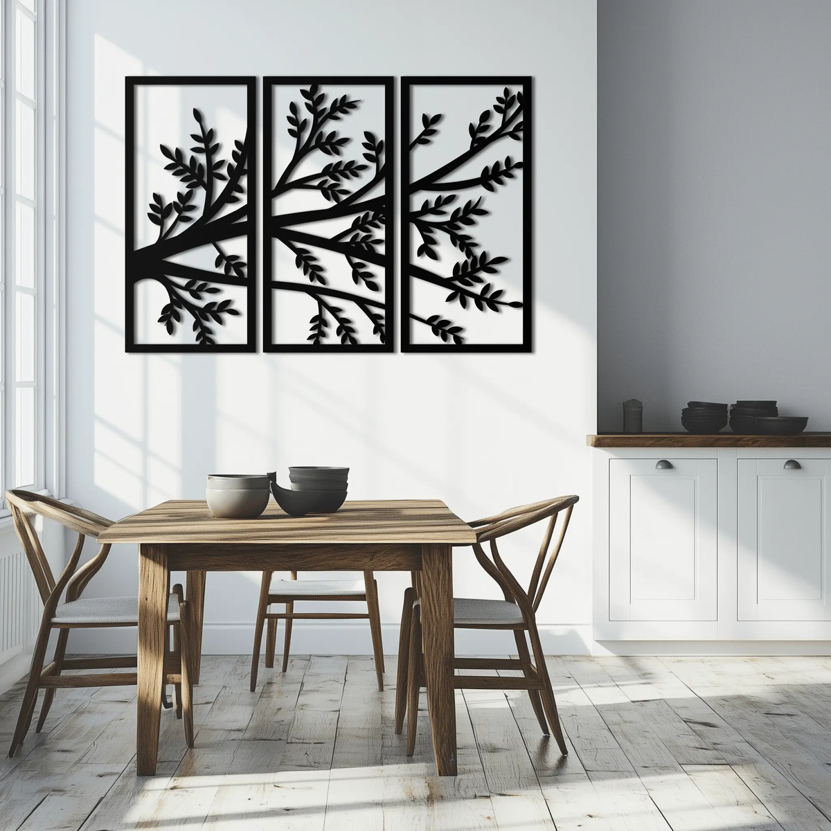 Branch Metal Wall Art - Three-Panel Nature-Inspired Steel Wall Decor - KAF024 by Enova Art