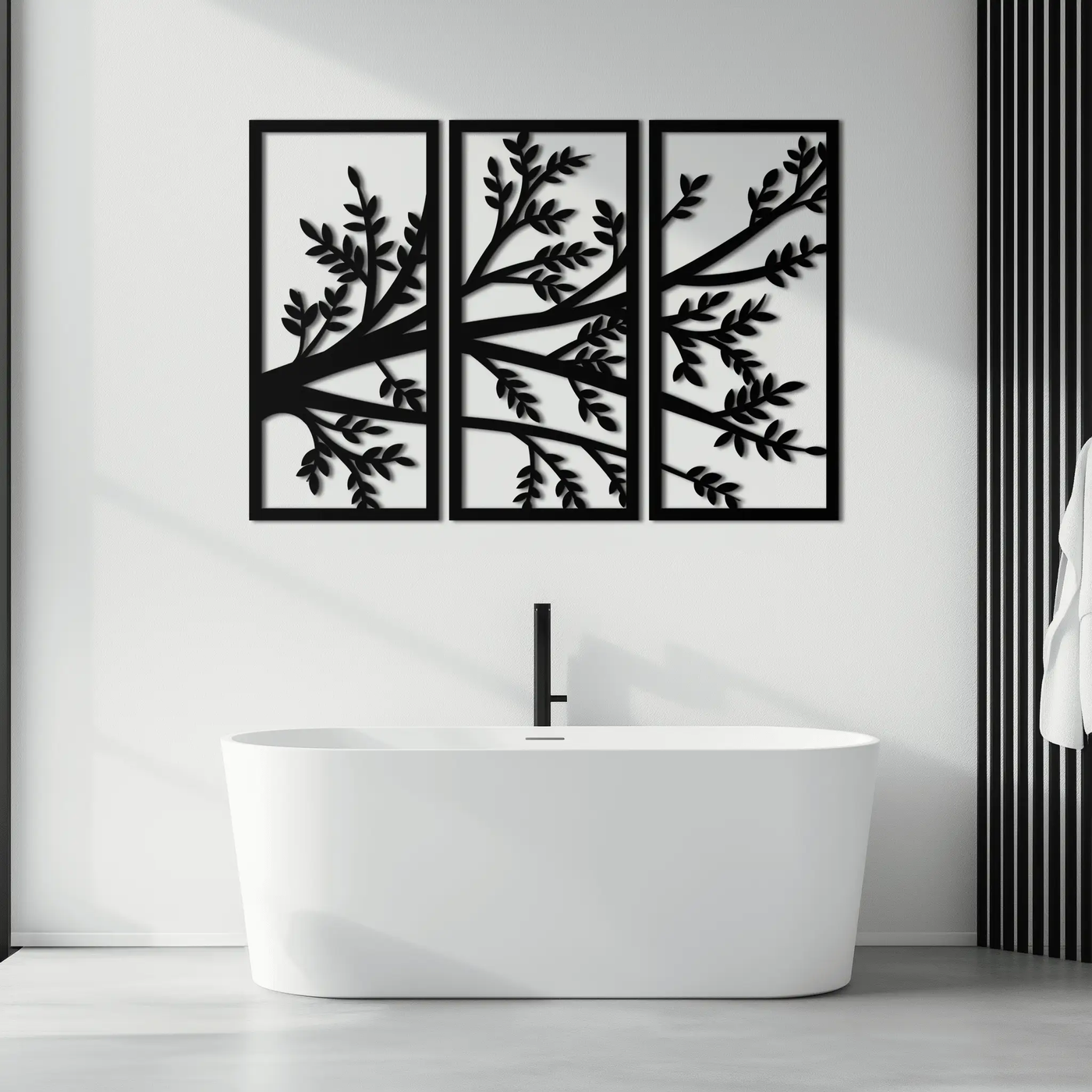 Branch Metal Wall Art - Three-Panel Nature-Inspired Steel Wall Decor - KAF024 by Enova Art